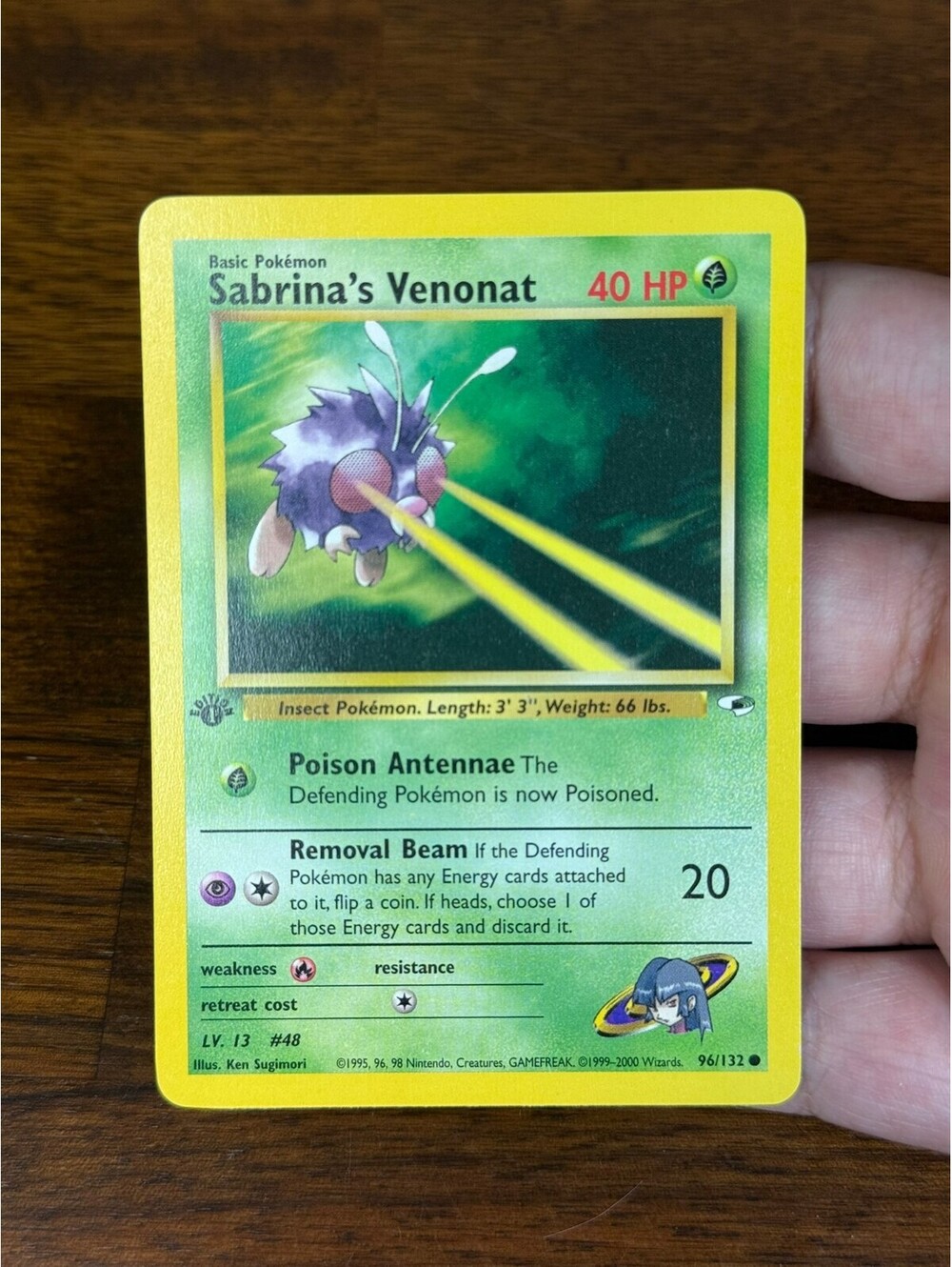 1999 Sabrina's Venonat Card 40 HP #96/132 1st edition